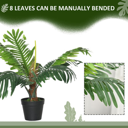 Outsunny 2 Pack 60cm Artificial Palm Tree Decorative Plant with Nursery Pot, Fake Tropical Tree for Indoor Outdoor D\'c3\'a9cor