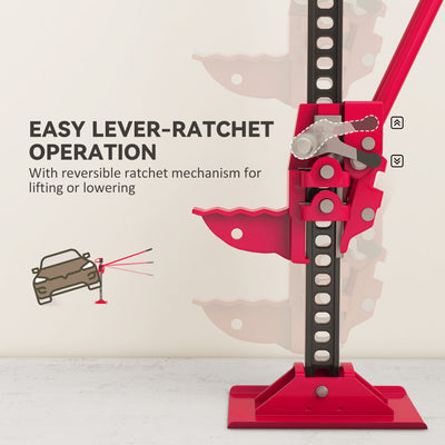 HOMCOM 3 Tonne Farm Jack, 33" High Lift Jack for 4x4 Tractors Trucks Agricultural Lifting, Red 