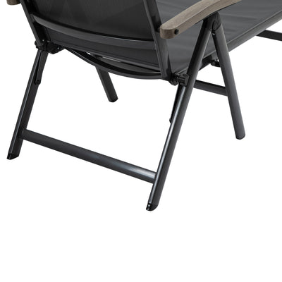 Outsunny Outdoor Folding Sun Lounger, 5-Position Adjustable Chaise Lounge Chair with Aluminium Frame for Patio, Pool and Garden, Grey 