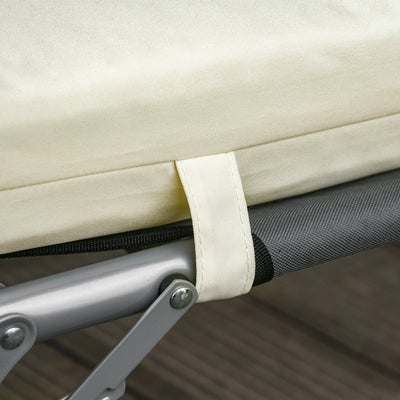 Outsunny Set of 2 Sun Lounger Cushions, Replacement Cushions for Rattan Furniture with Ties, 196 x 55 cm, Cream White 