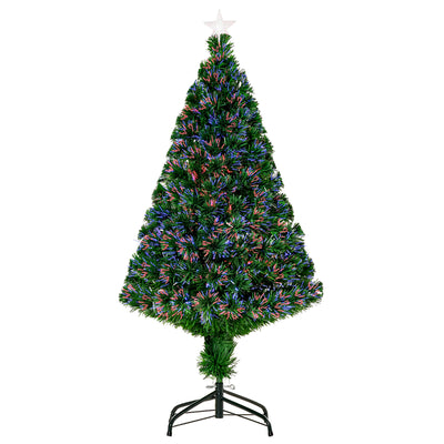 HOMCOM 4FT Pre-Lit Fibre Optic Artificial Christmas Tree Holiday Xmas Décor with Tree Topper Multi-Colour 