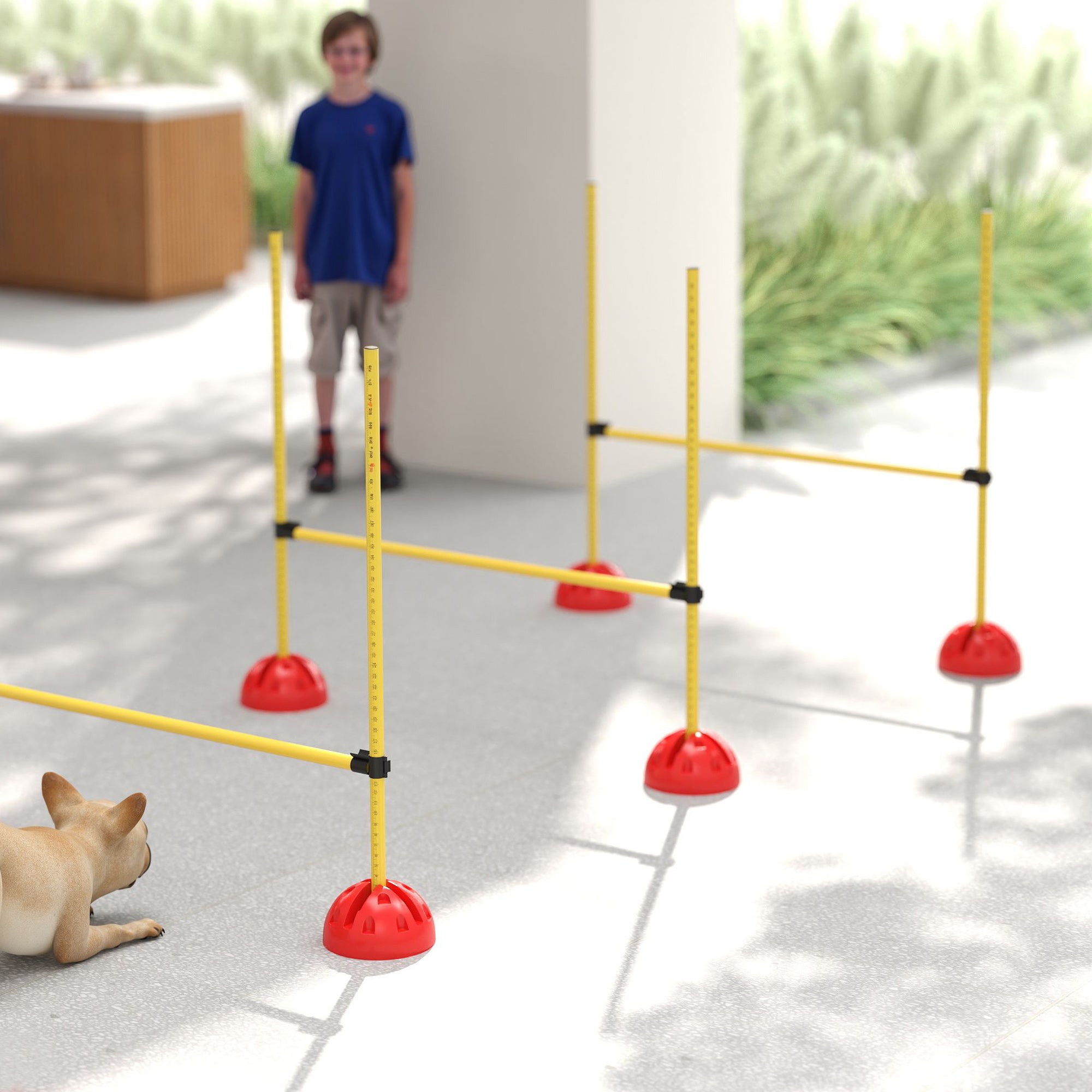 PawHut 4 Piece Dog Agility Equipment with 4 Hurdle & Carry Bag for Jump Training, Yellow 