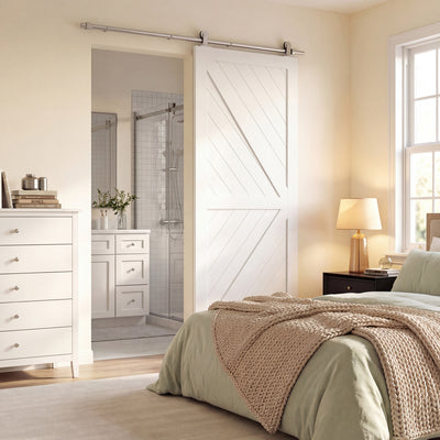 HOMCOM Sliding Door Hardware Kit Heavy Duty 304 Stainless Steel 152 cm Wide Door Silver Tone 