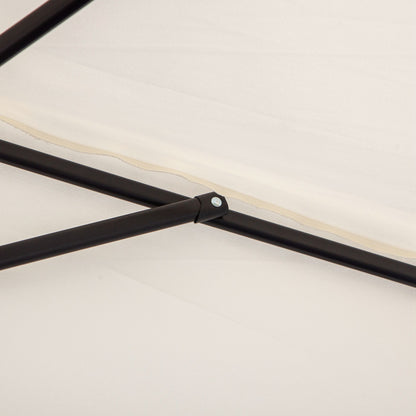 Outsunny 3(m) Half Parasol, Semi Round Umbrella with Metal Frame, Crank Handle for Balcony, Garden, Cream White 