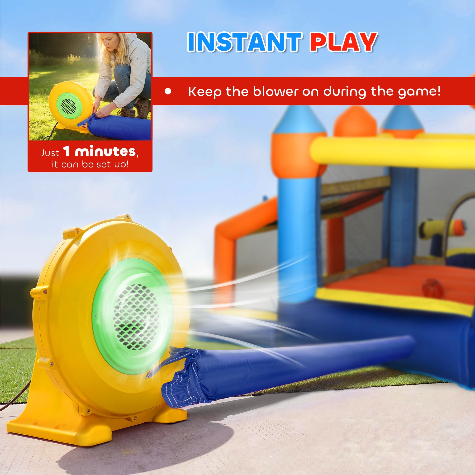 AIYAPLAY Bouncy Castle for Kids, Inflatable Bounce House with Slide, Pool (Ball Pit), Climbing Wall and Blower for Outdoor 