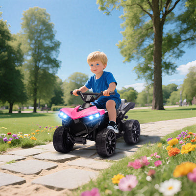 AIYAPLAY 6V Kids ATV, 4 Wheeler Electric Ride on Car with Music and LED Headlights, for Ages 3-8 Years Boys and Girls, Pink 