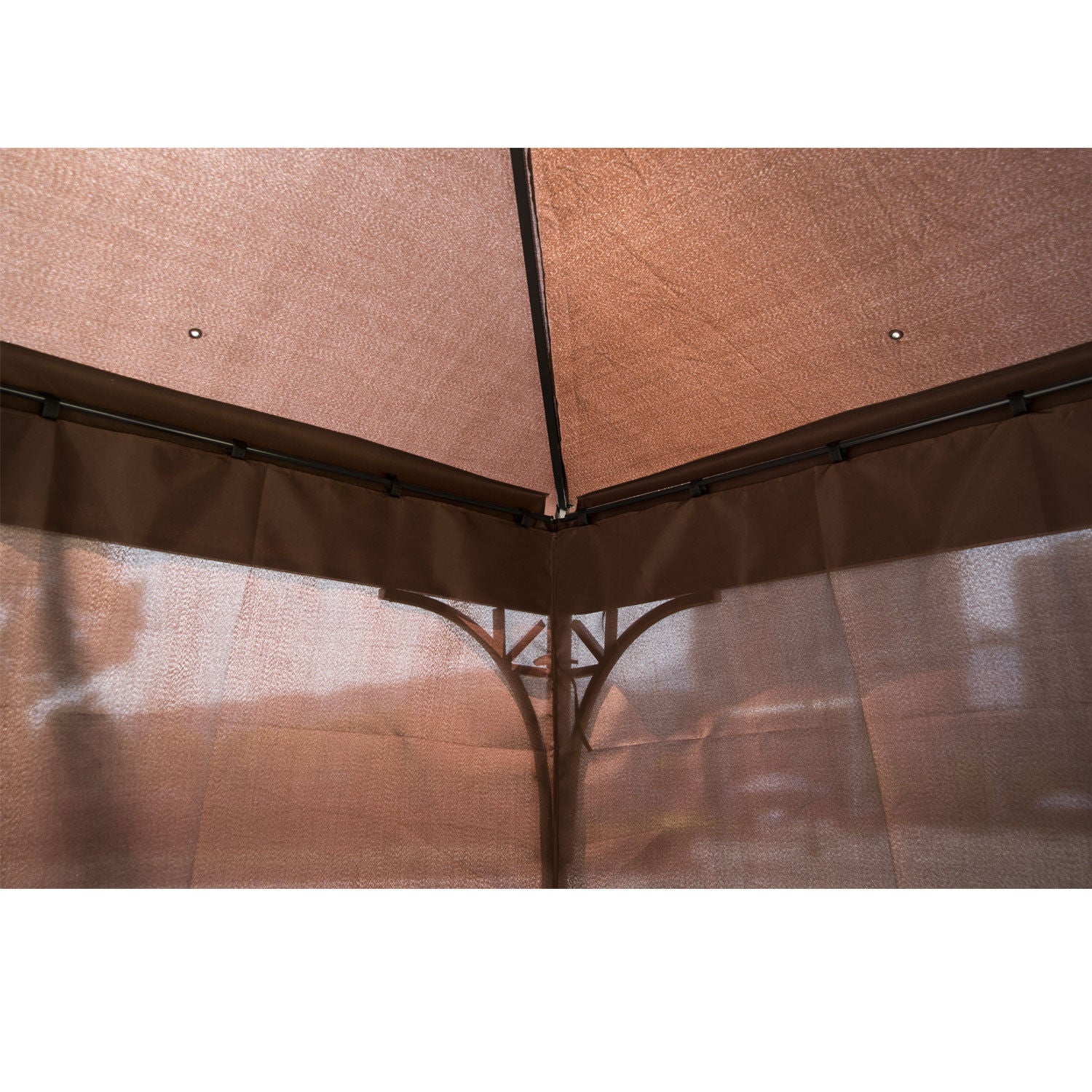Outsunny 3 x 3(m) Garden Gazebo, Outdoor Gazebo Canopy Shelter with Curtains and Steel Frame for Lawn, Yard and Deck, Coffee 