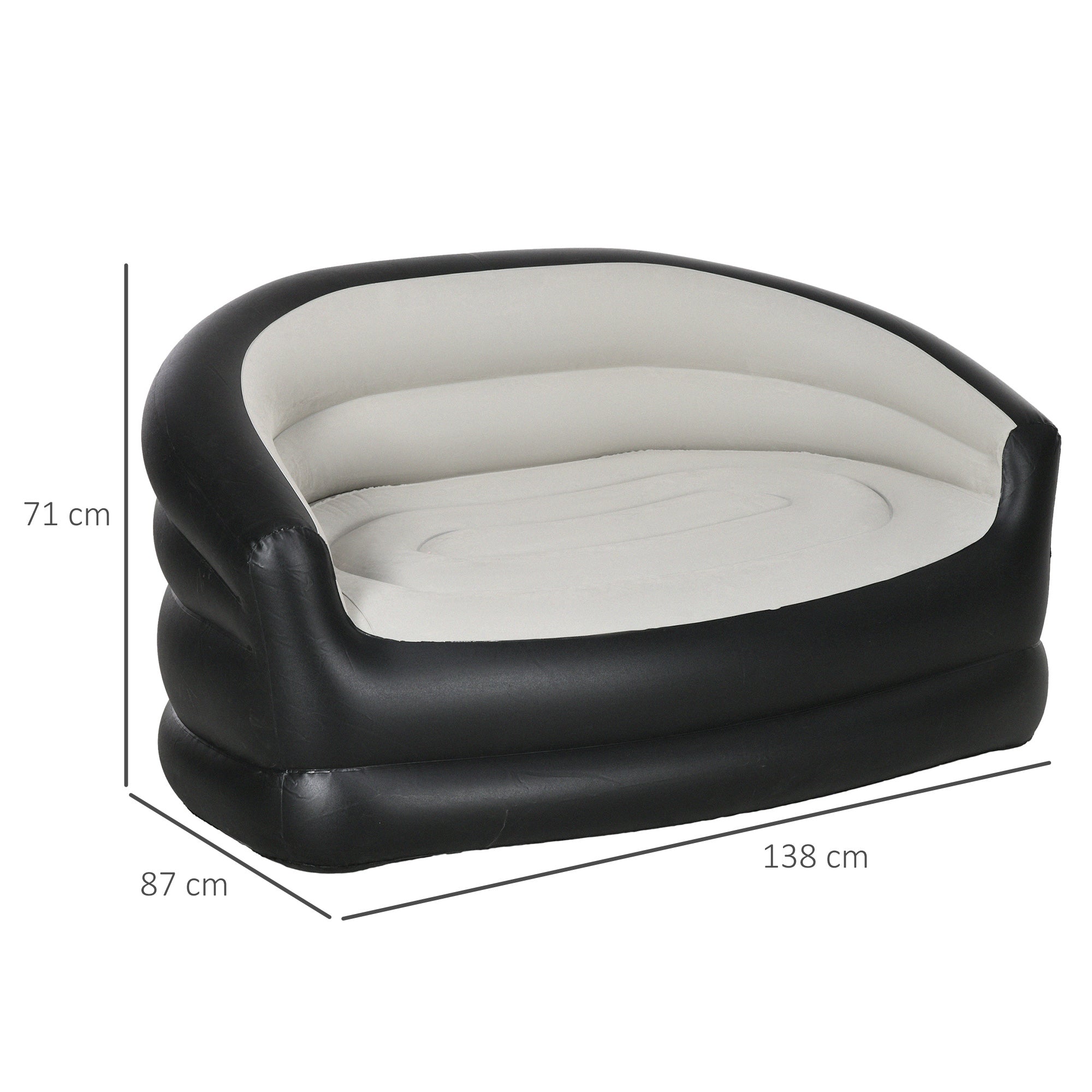 Outsunny Double Inflatable Seat - Grey/Black