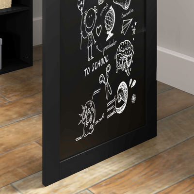 HOMCOM Three-Part Work Desk, with Storage and Chalkboard - Black 