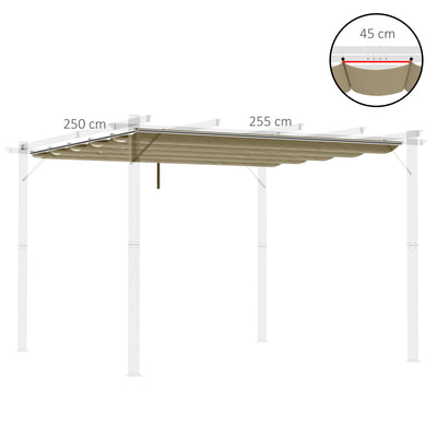 Outsunny Retractable Pergola Shade Cover, Replacement Canopy Fabric for 3 x 3 (m) Pergola, Gazebo Retractable Roof, Tan 