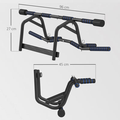 SPORTNOW Multi-Grip Doorway Pull Up Bar with Non-Slip Grips, Chin Up Bar with Anti-Fall Slot for Indoor Gym Upper Body Workout 
