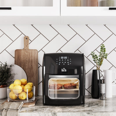 HOMCOM 12L 8 in 1 Digital Air Fryer Oven with Roast, Bake, Dehydrate, 8 Preset Modes, Rapid Air Circulation, Timer, Inner Light, Memory Function, 1800W, Dish Wash Accessory, Black 