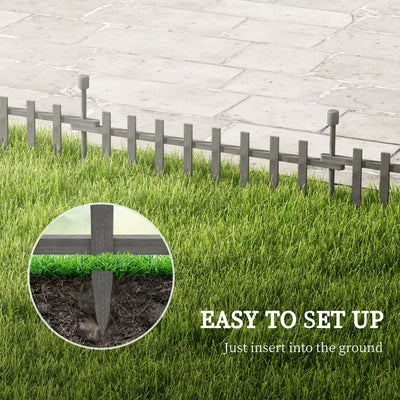 Outsunny 4PCs Wooden Garden Fencing Landscape Edging, Grey 