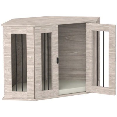 PawHut 2 in 1 Dog Crate Furniture Side Table, with Cushion, 104 x 55 x 63cm - Walnut Brown 