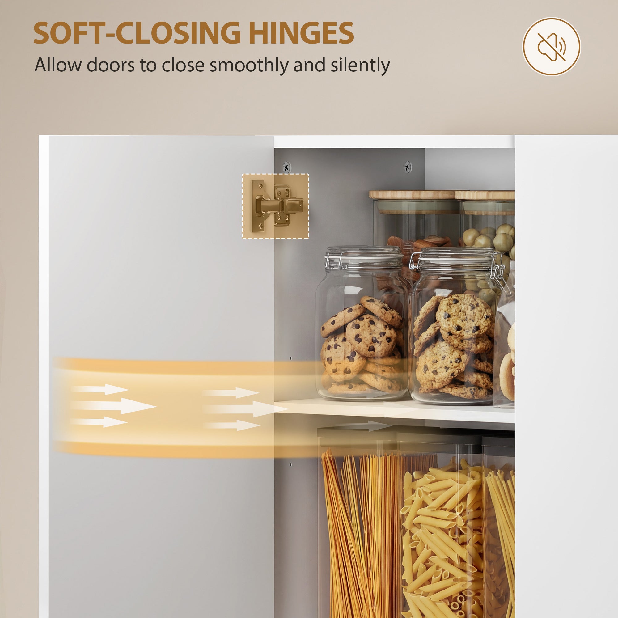HOMCOM 180 cm Tall Kitchen Cupboard, Pantry Storage Cabinet with Soft Close Doors and Adjustable Shelves, High Gloss White 