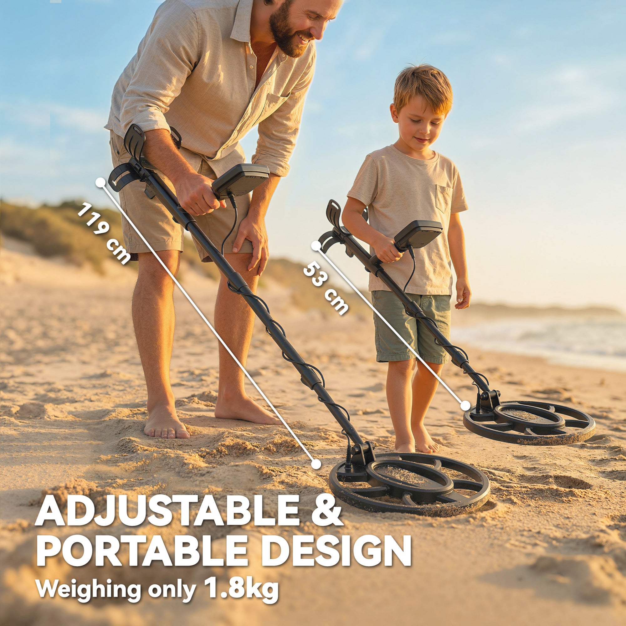 Outsunny Metal Detector for Adults, IP68 Waterproof Search Coil with LCD Display, 5 Modes Gold Detector with Carry Bag, Shovel 