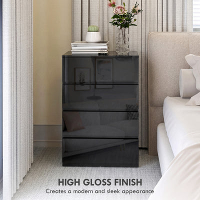 HOMCOM Chest of Drawers, 4-Drawer Storage Cabinets, Modern Dresser, Storage Drawer Unit for Bedroom 