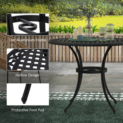 Outsunny \'ce\'a690cm Four-Seated Round Aluminium Garden Table, with Parasol Hole 