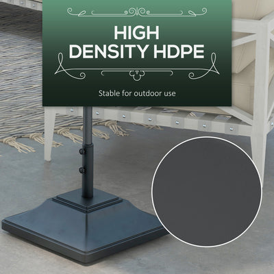 Outsunny 60kg Water/Sand Fillable Parasol Base, with Wheels - Black 