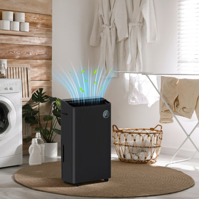HOMCOM 5500mL Portable Dehumidifier with Air Purifier, UVC, Ioniser, 24H Timer, 5 Modes, 16L/Day, for Home Laundry, Black 