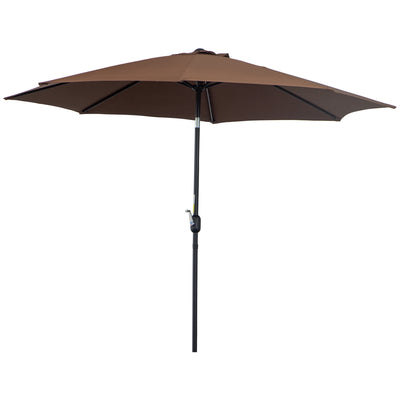 Outsunny 3(m) Tilting Parasol Garden Umbrellas, Outdoor Sun Shade with 8 Ribs, Tilt and Crank Handle for Balcony, Bench, Garden, Coffee 