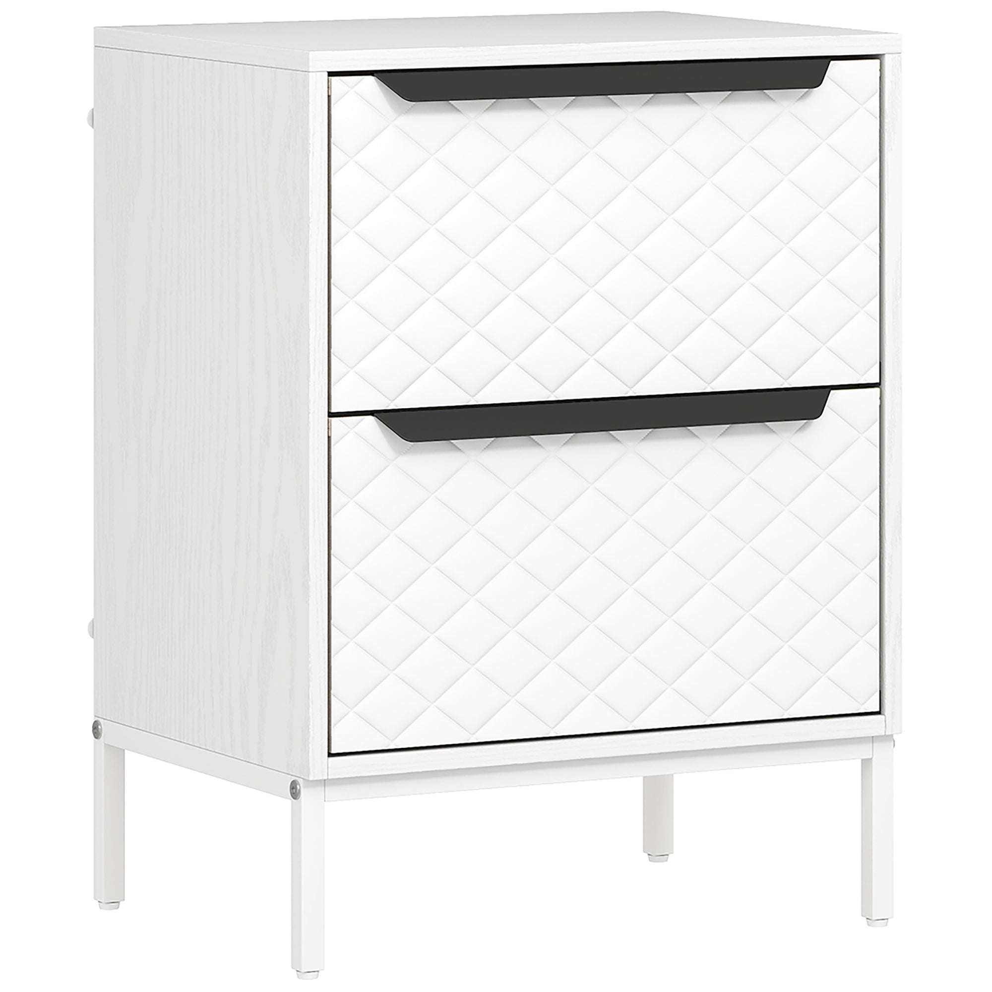 HOMCOM Chest of Drawers, Dresser with 2 Fabric Drawers and Aluminium Handles - White 
