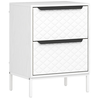 HOMCOM Chest of Drawers, Dresser with 2 Fabric Drawers and Aluminium Handles - White 