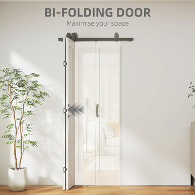 HOMCOM Slide Door, 70cm Modern Sliding Door Set Kit with Steel Rail, White
