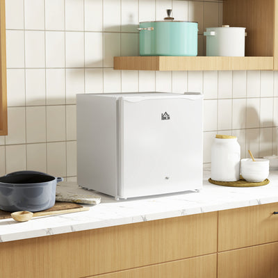 HOMCOM 46 Litre Lockable Countertop Fridge - Cream White 