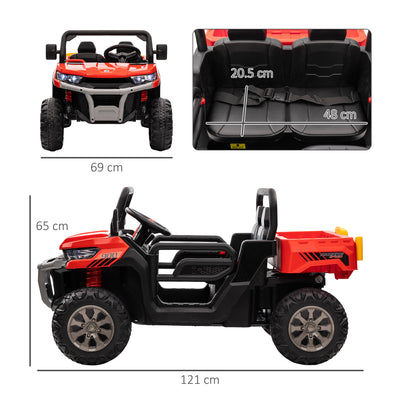 HOMCOM 12V 2 Seater Kids Electric Ride-On Car with Electric Bucket, Remote Control - Red 