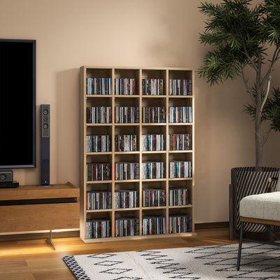 HOMCOM CD Storage Unit with Adjustable Shelves, 89 x 130.5 cm, Nature Wood Finish 