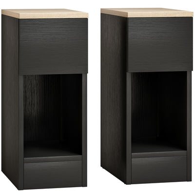 HOMCOM Set of Two Modern Storage Bedside Tables - Black 