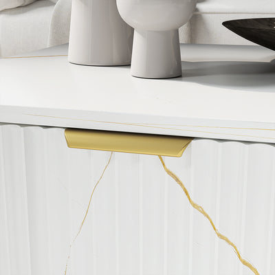 HOMCOM Elegant Marble Effect Storage Coffee Table - White 