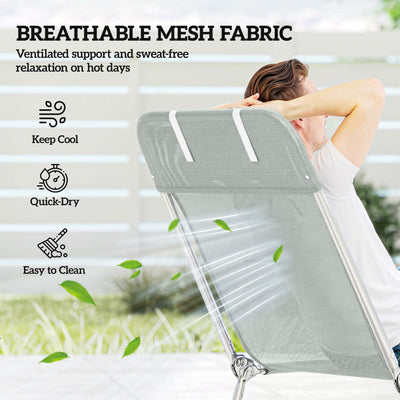 Outsunny Steel Frame Sun Lounger, with Reclining Back - Light Grey 