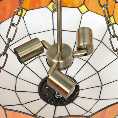 HOMCOM Tiffany Style Ceiling Light, Vintage Chandelier with 3 E27 Sockets, Semi Flush Mount for Living Room, Bulbs Not Included 
