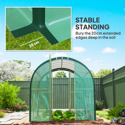 Outsunny 3 x 2(m) Polytunnel Greenhouse, with Windows and Doors - Green 