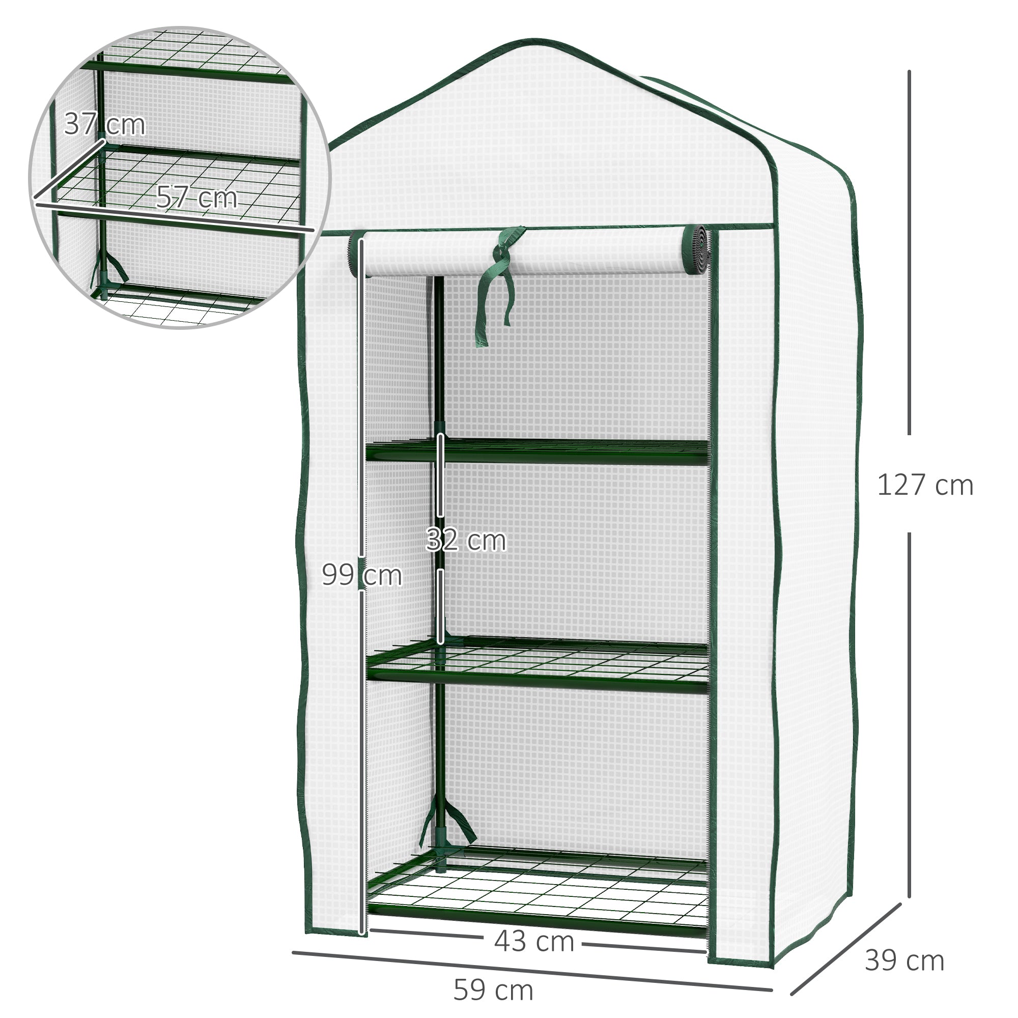 Outsunny Three-Tier Mini Greenhouse - White 