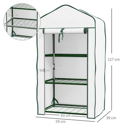 Outsunny Three-Tier Mini Greenhouse - White 
