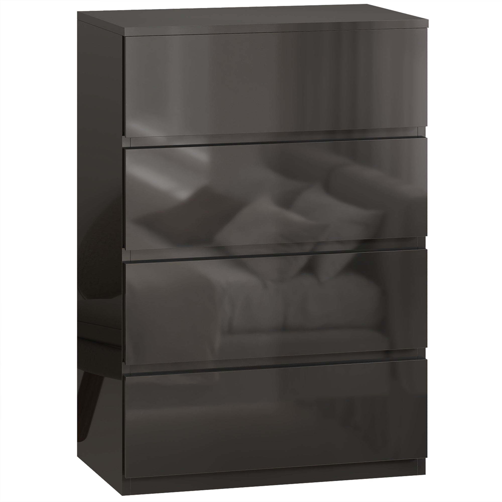 HOMCOM Chest of Drawers, 4-Drawer Storage Cabinets, Modern Dresser, Storage Drawer Unit for Bedroom 