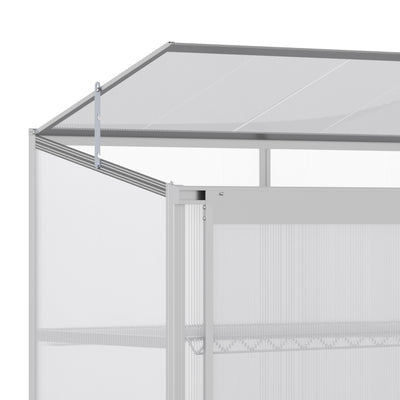 Outsunny 3 Tier Greenhouse Garden Outdoor Cold Frame Plant Flower Growth Transparent Polycarbonate Board Openable Roof Sliding Door w/ Foundation 131L x 58W x 140H cm 