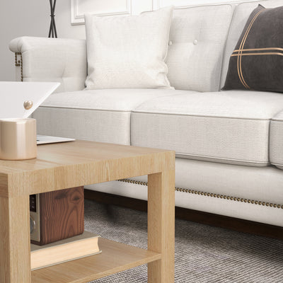 HOMCOM 2-Tier Coffee Table with Storage Shelf, Rectangular Centre Table for Living Room, Home Office, Natural Wood Finish 