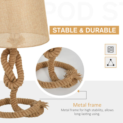 HOMCOM Nautical Style Table Lamp with Fabric Lampshade Metal Frame Power Switch, 54cm Home Desk Lamp Bedroom Living Room Study E27 Base, Beige 