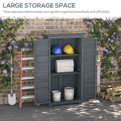 Outsunny 39.5 x 79cm Fir Wood Garden Shed - Grey 