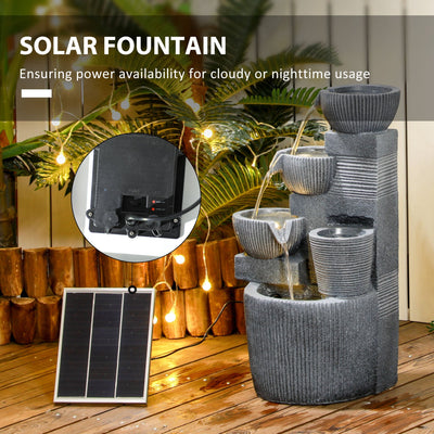 Outsunny Solar Powered Outdoor Water Fountain - Dark Grey 