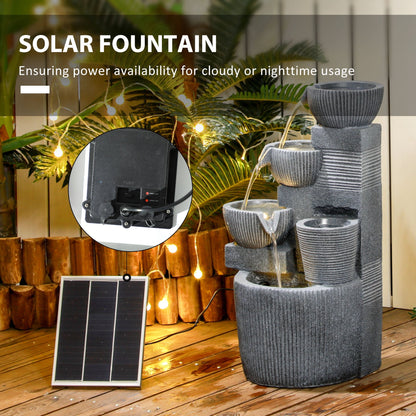 Outsunny Solar Powered Outdoor Water Fountain - Dark Grey 