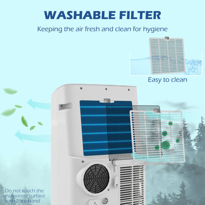 HOMCOM 14000 BTU Mobile Air Conditioner, 35m\'c2\'b2, Smart Home WiFi, with Dehumidifier, Fan, 24H Timer, Window Kit, White 