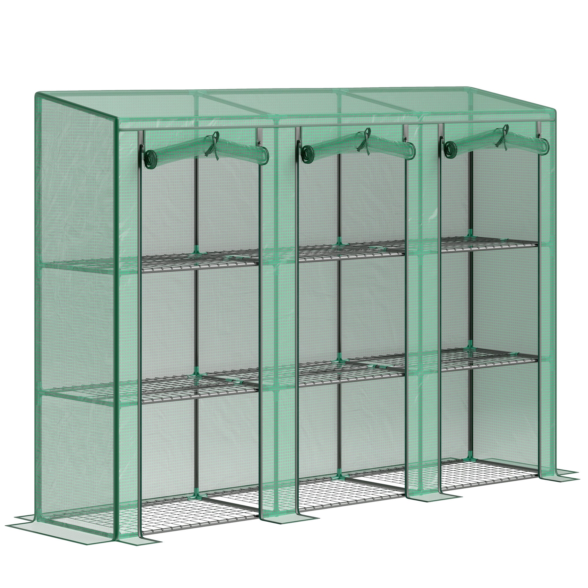 Outsunny 46 x 215cm Nine-Shelf Greenhouse - Green 