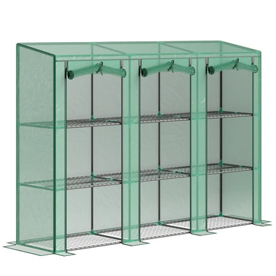 Outsunny 46 x 215cm Nine-Shelf Greenhouse - Green 