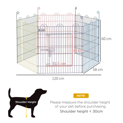 PawHut Pet Playpen Crate, with Six Panels, Door, for Indoors and Outdoors 