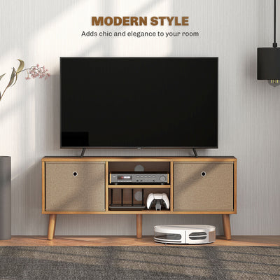 HOMCOM TV Cabinet Stand Unit for TVs up to 50'' with Foldable Drawers, Entertainment Centre for Living Room Brown 